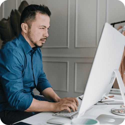 man working at computer